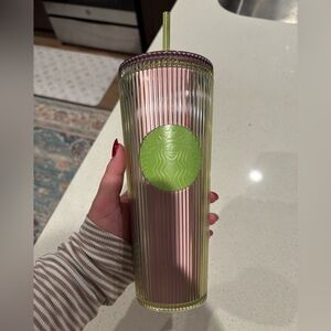 Starbucks Green and purple ribbed Tumbler
